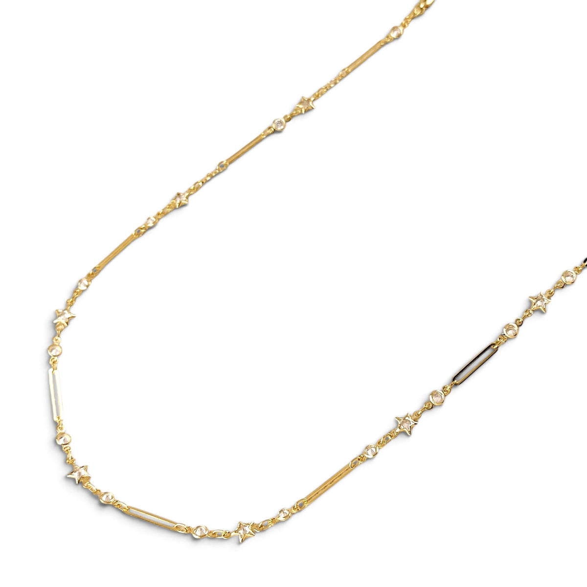 Paperclip &amp; Star CZ Belly Chain