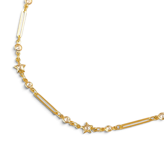 Paperclip &amp; Star CZ Belly Chain Closeup