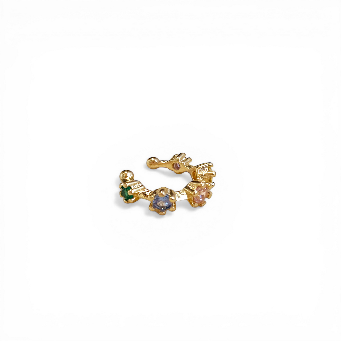 Pastel CZ Bezel 18K Gold Filled Ear Cuff