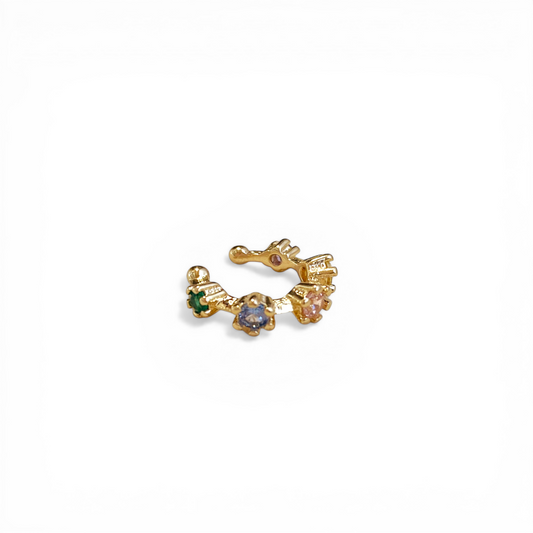 Pastel CZ Bezel 18K Gold Filled Ear Cuff