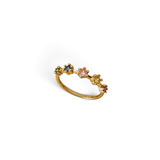 Pastel CZ Five-Stone Ring