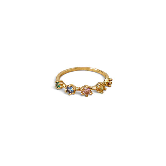 Pastel CZ Five-Stone Ring Sideview