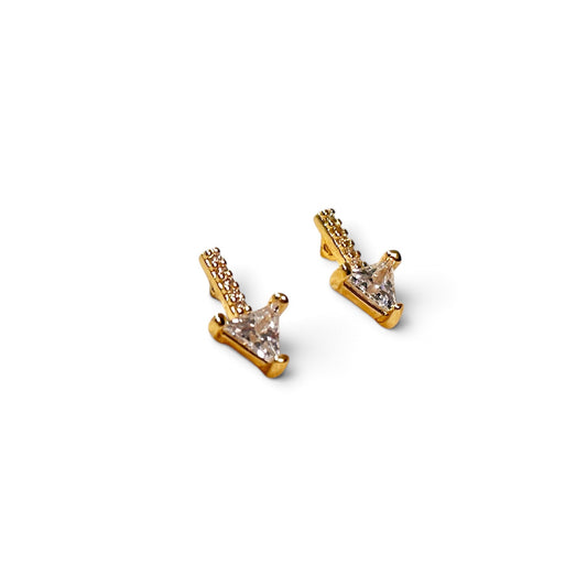 Pavé Bar Triangle CZ 13mm 18K Gold Filled Stud Earrings