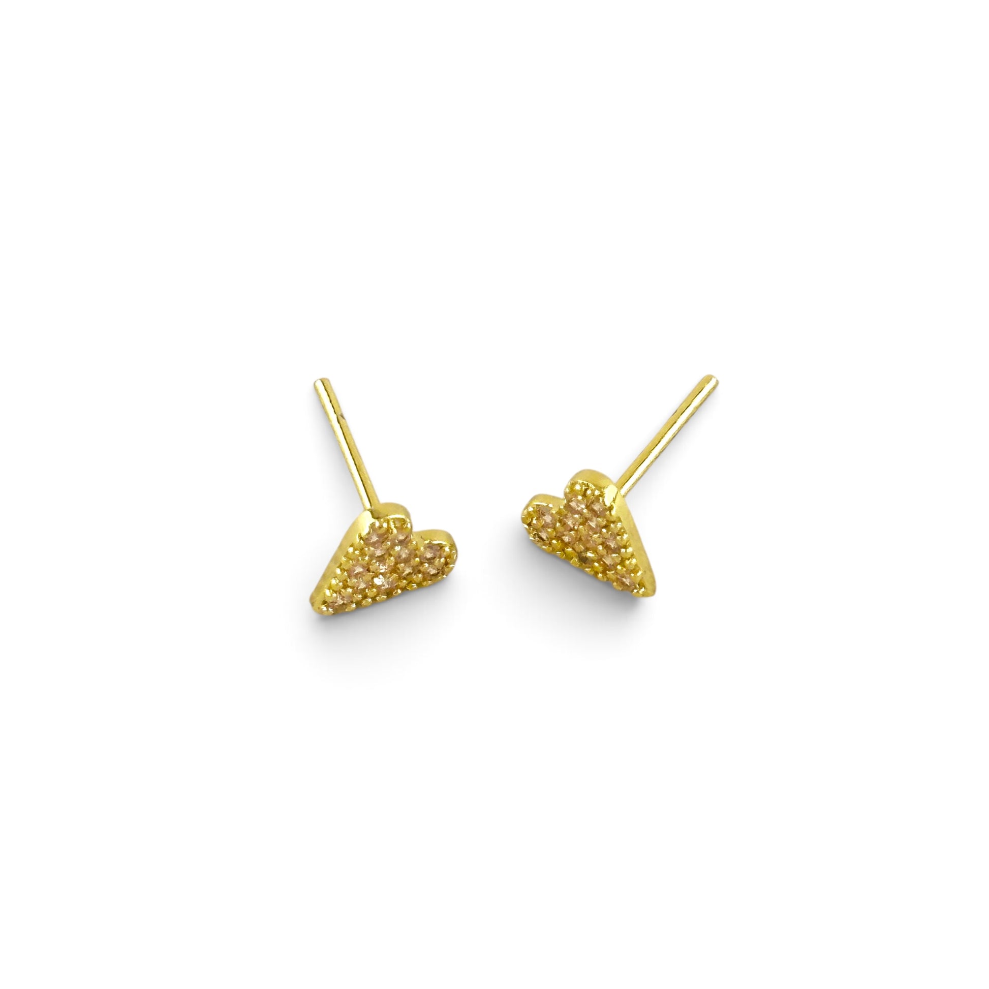 Pavé CZ Heart Stud Earrings Sideview