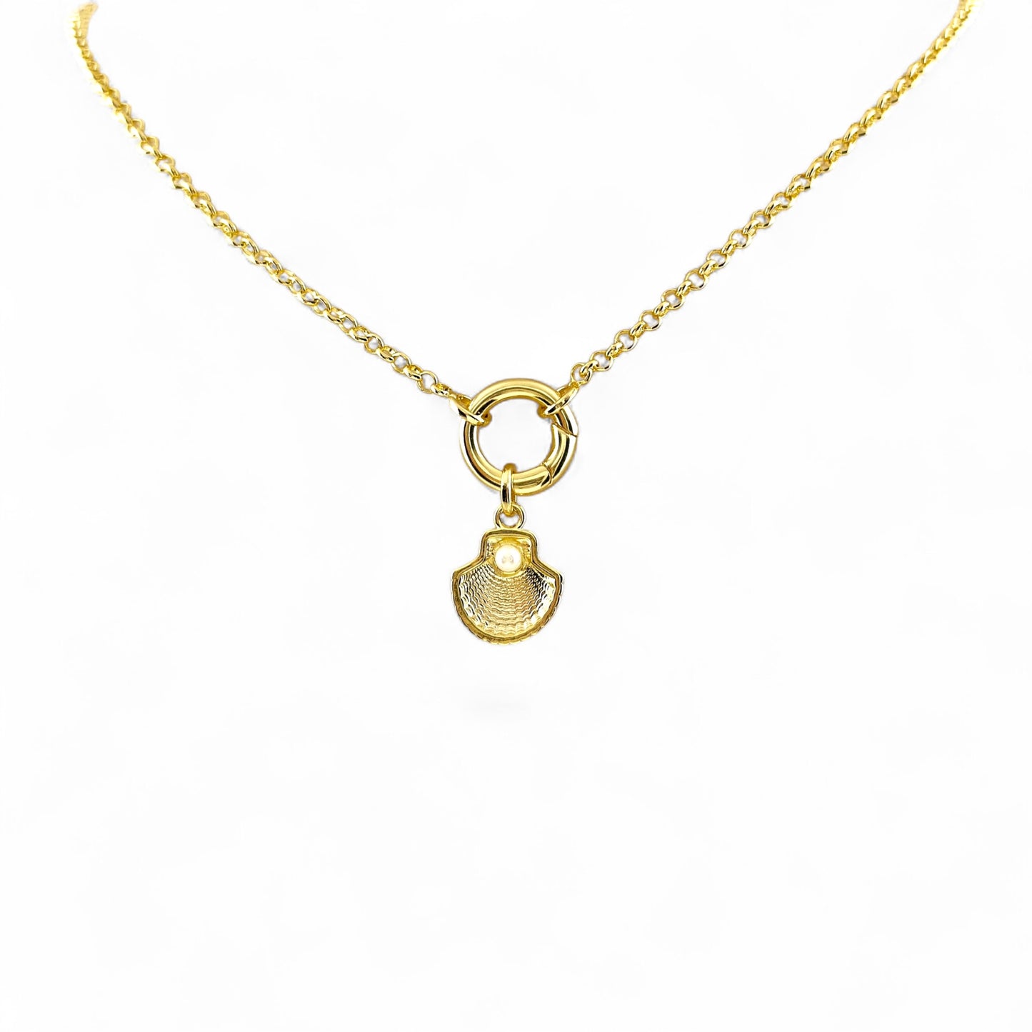 Pearl shell charm on necklace chain