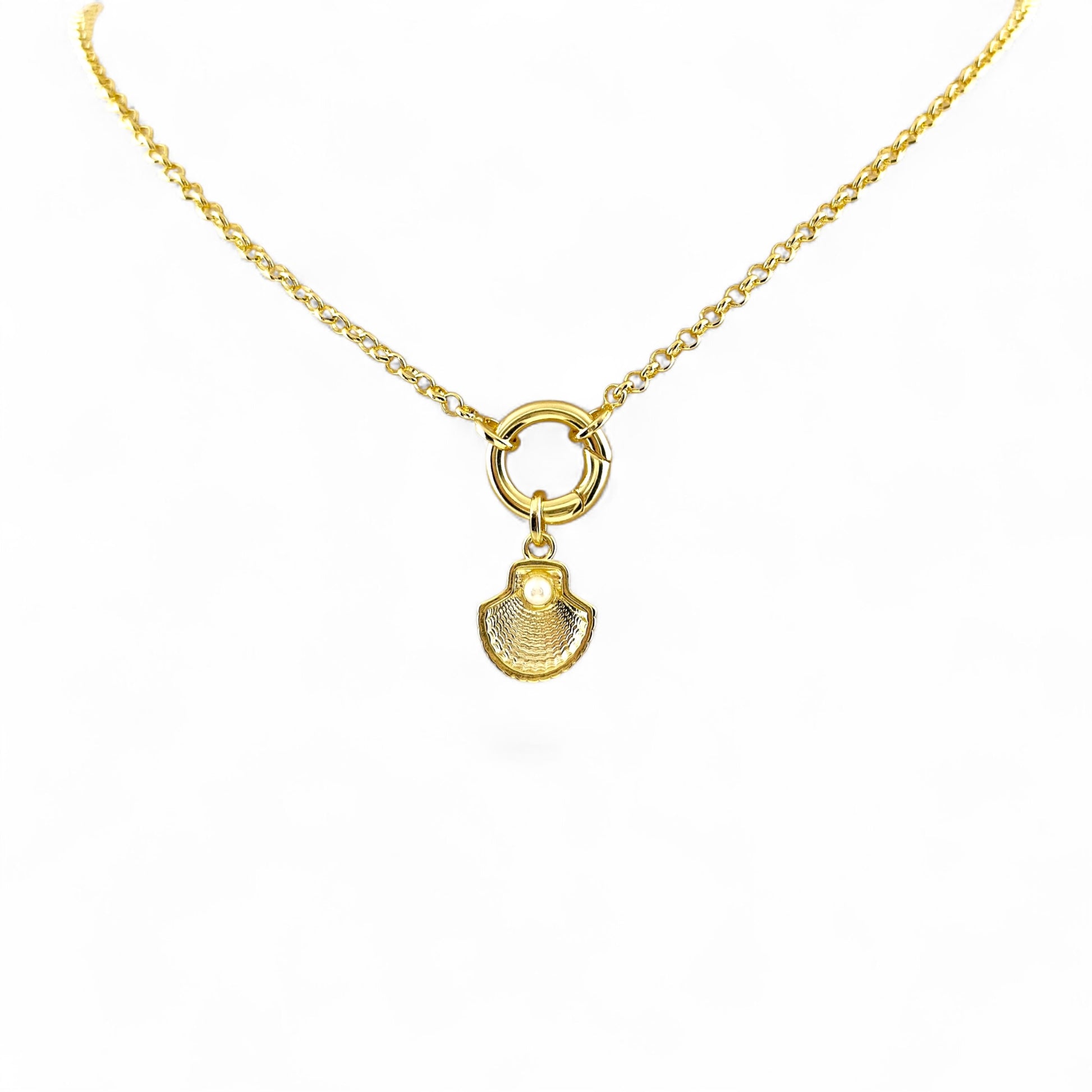Pearl shell charm on necklace chain
