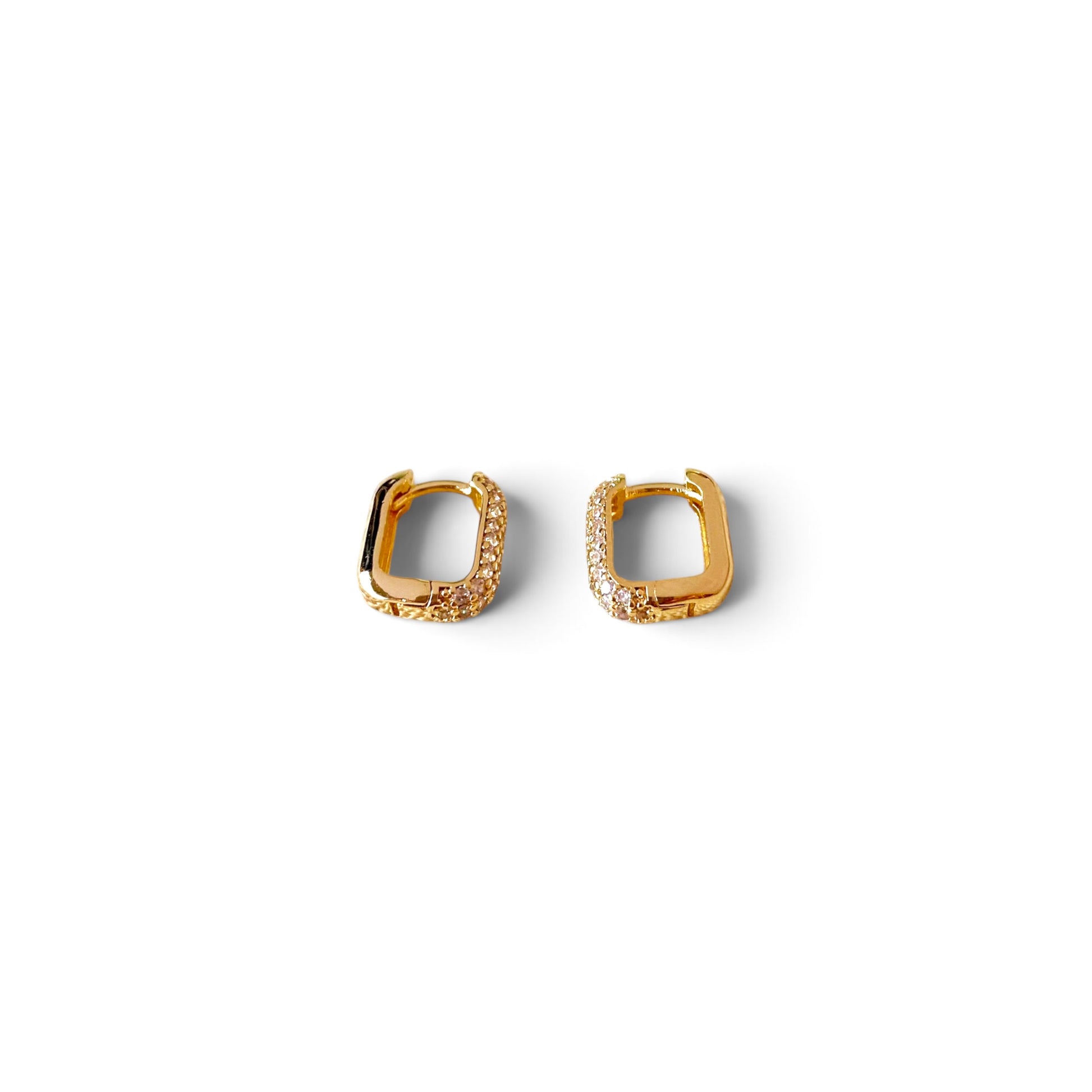 Petite Rectangle CZ Hoop Earrings