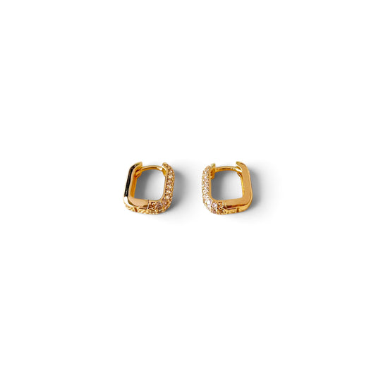 Petite Rectangle CZ Hoop Earrings