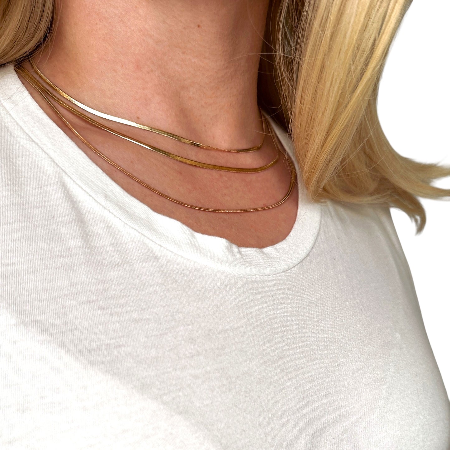 2mm Herringbone Chain 18K Gold Filled Necklace