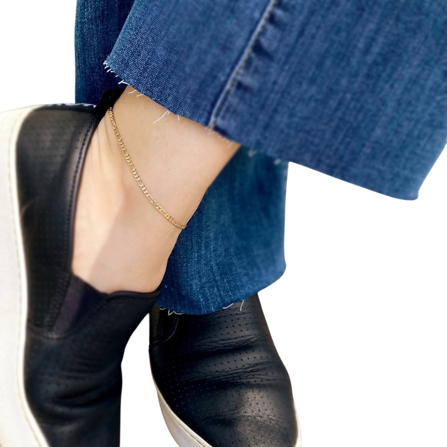 2.5mm Figaro Chain 18K Gold Filled Anklet