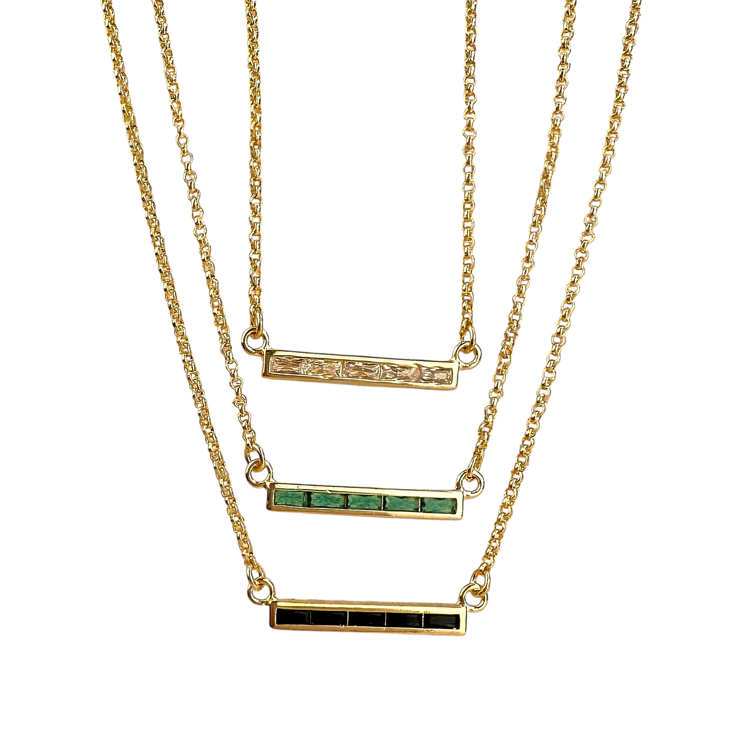 25mm CZ Bar 18k Gold Filled Necklace