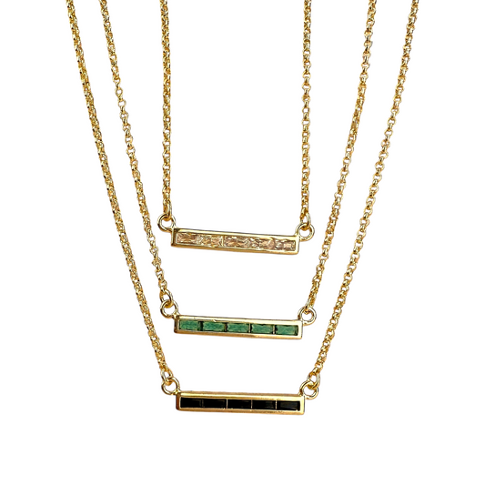 25mm CZ Bar 18k Gold Filled Necklace