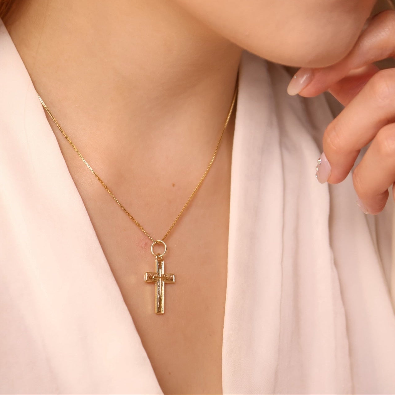 Textured Cross Cross 18k Gold Filled Pendant