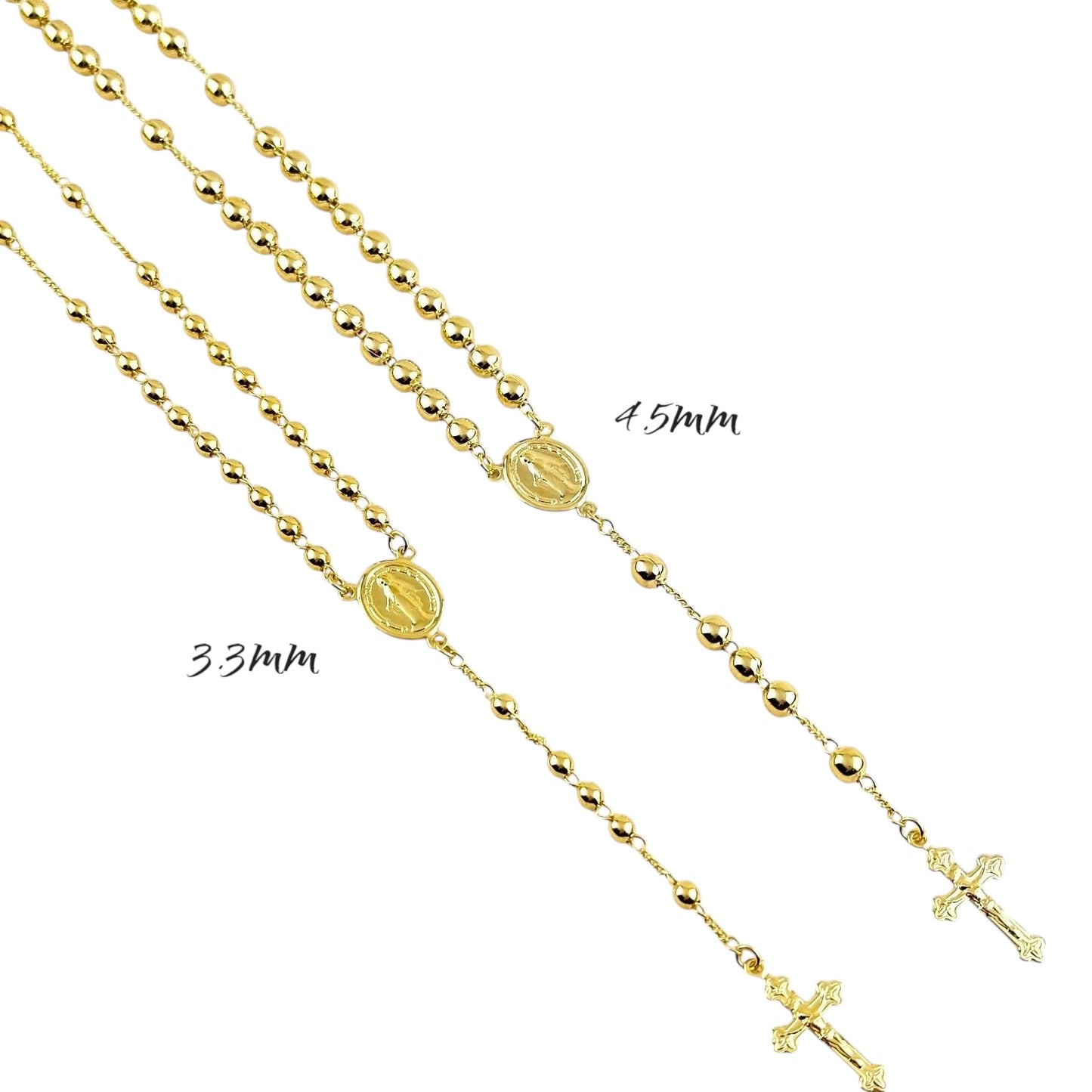 4.5mm Beads Rosary 18k Gold Filled Necklace