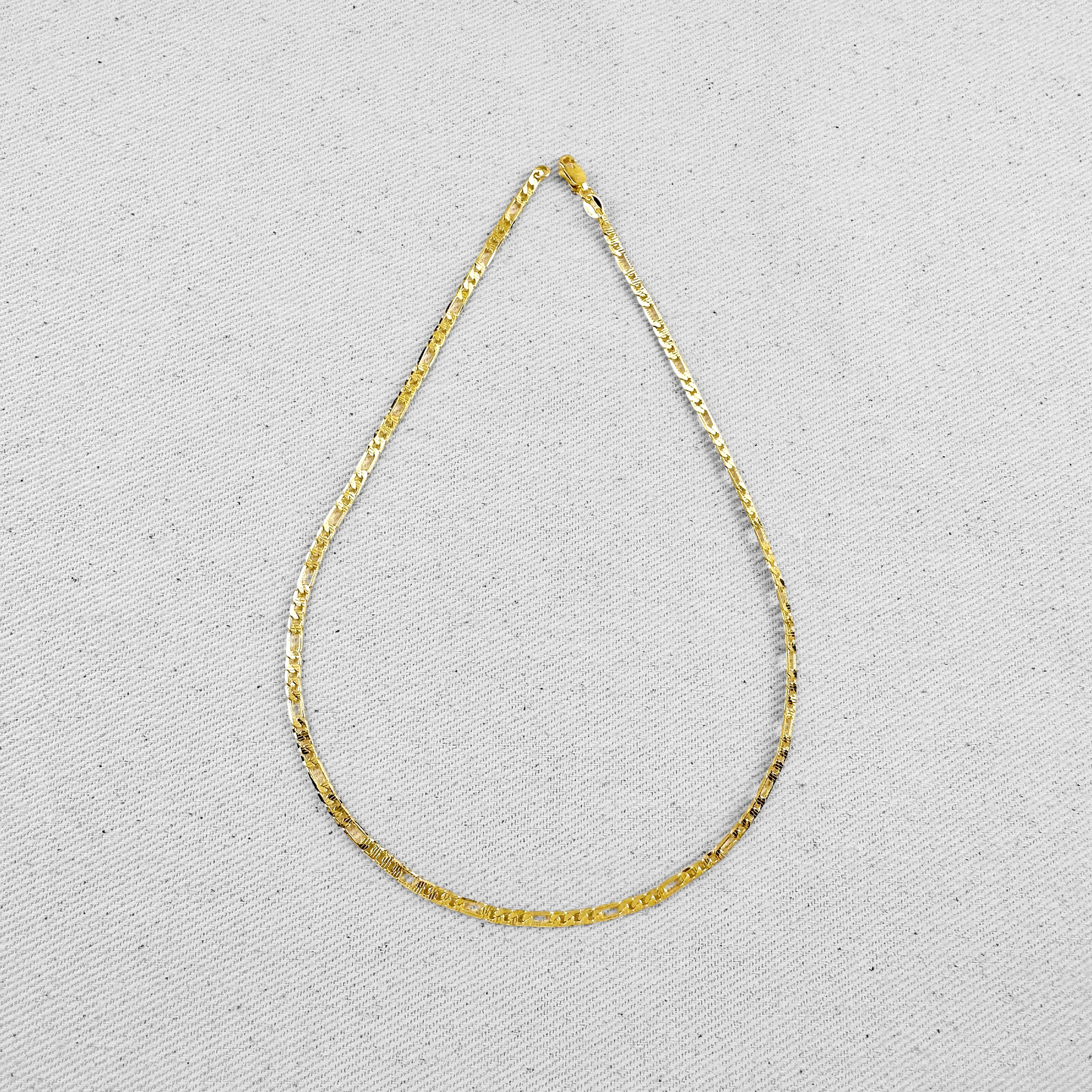 Textured Figaro Design 18K Gold Filled Chain Necklace