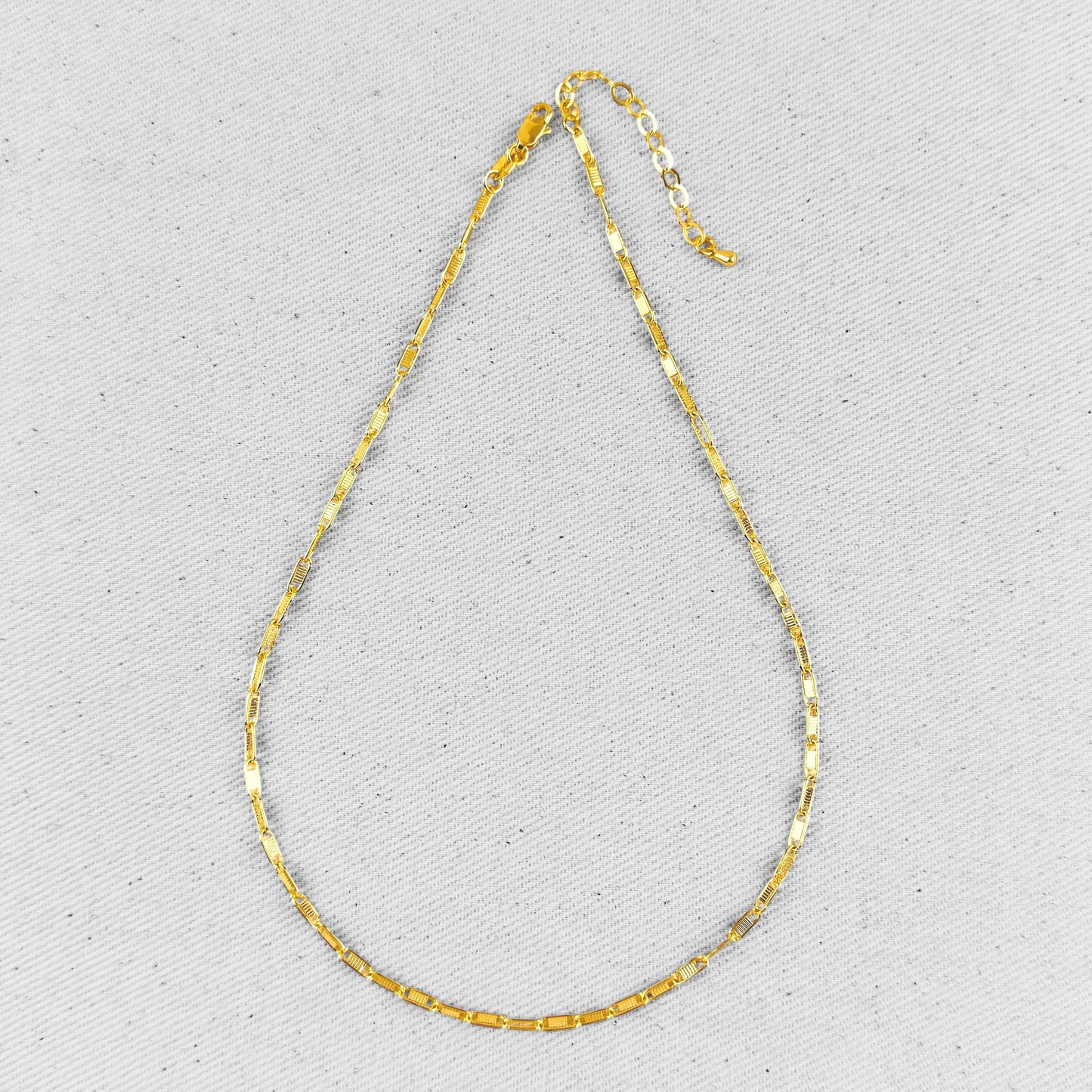 Textured Plate Link Chain 18k Gold Filled Necklace