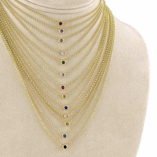 CZ Birthstone 18k Gold Filled Necklace