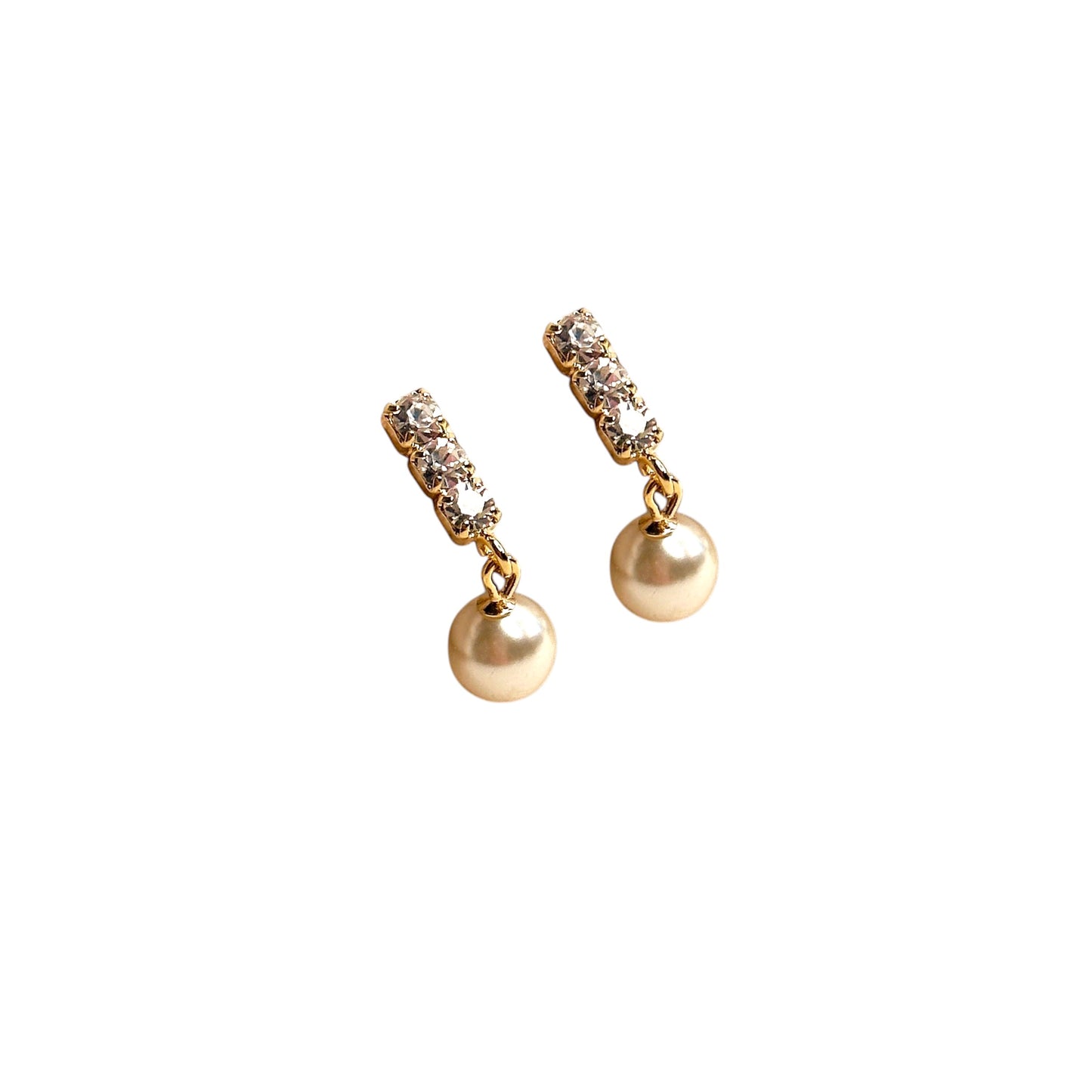 CZ 5mm Pearl Drop 18k Gold Filled Earrings