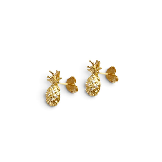 Pineapple CZ Stud Earrings Sideview