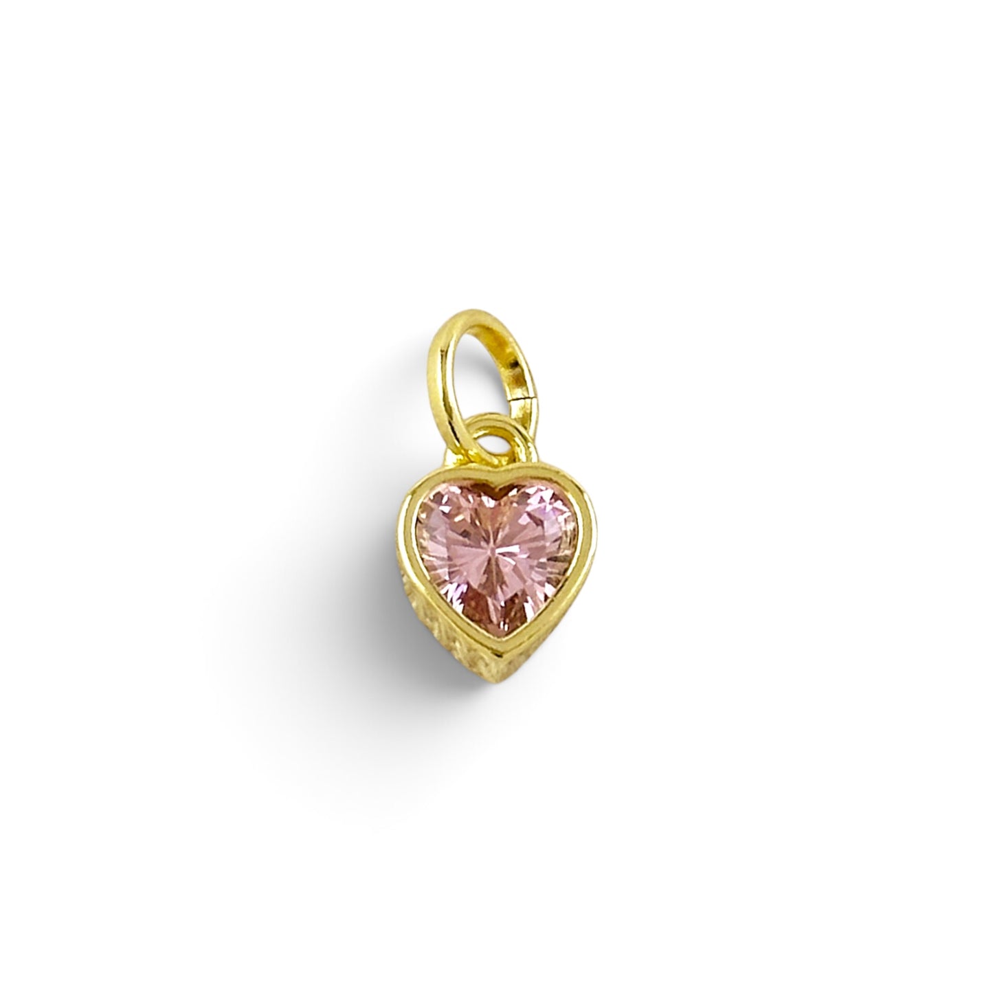 Pink CZ Heart Bezel Pendant