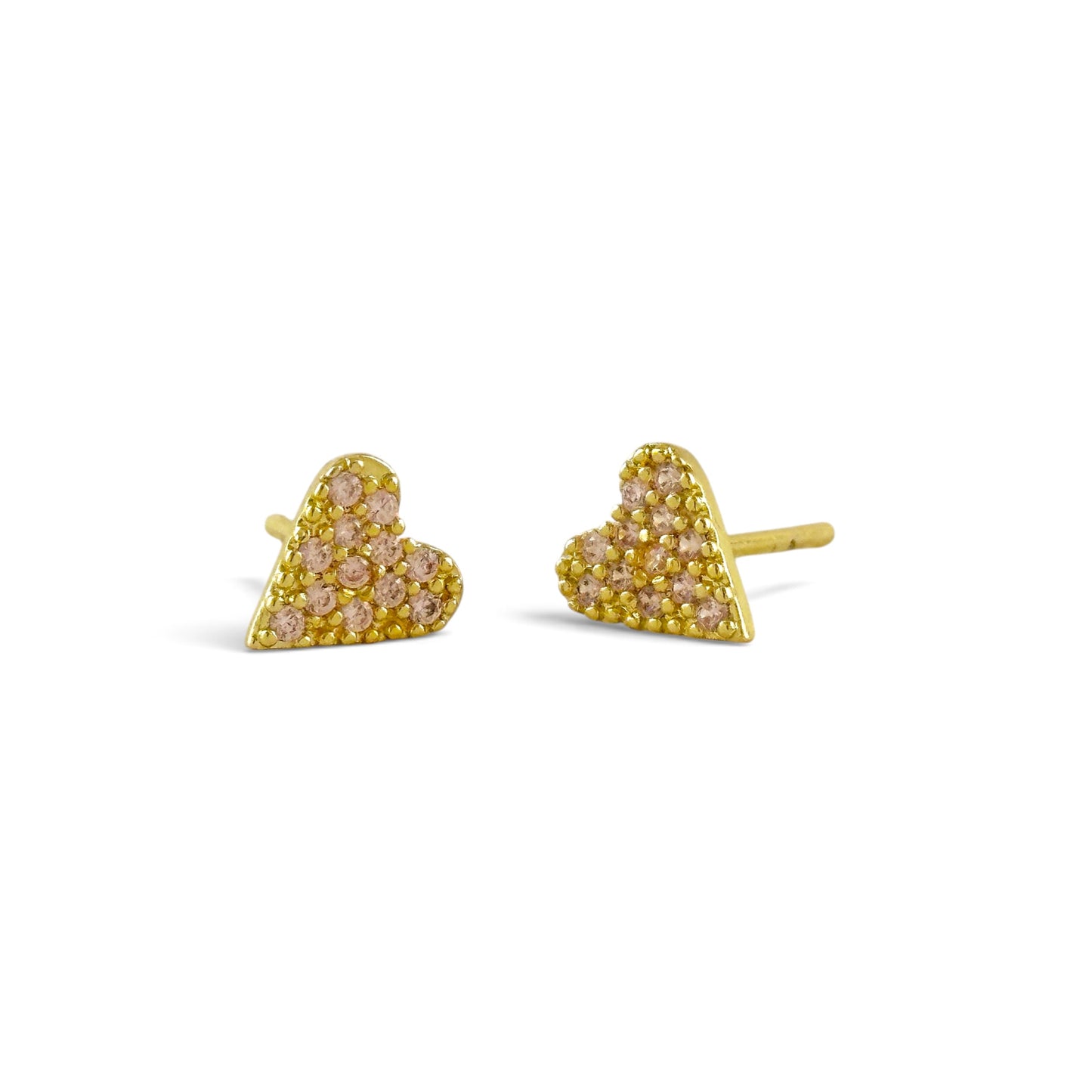 Pink Pavé CZ Heart 18K Gold Filled Stud Earrings
