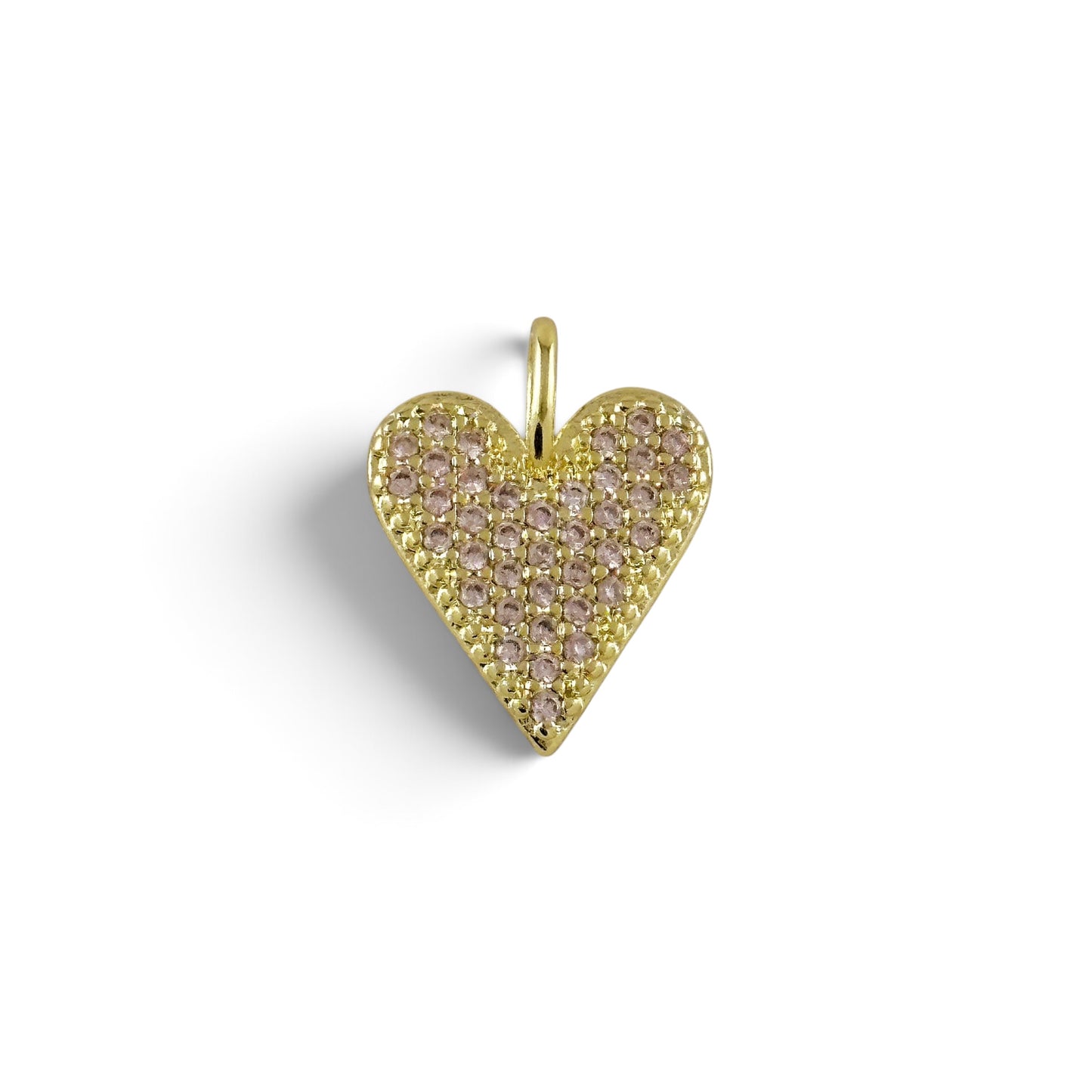 Pink Pavé CZ Heart Pendant 