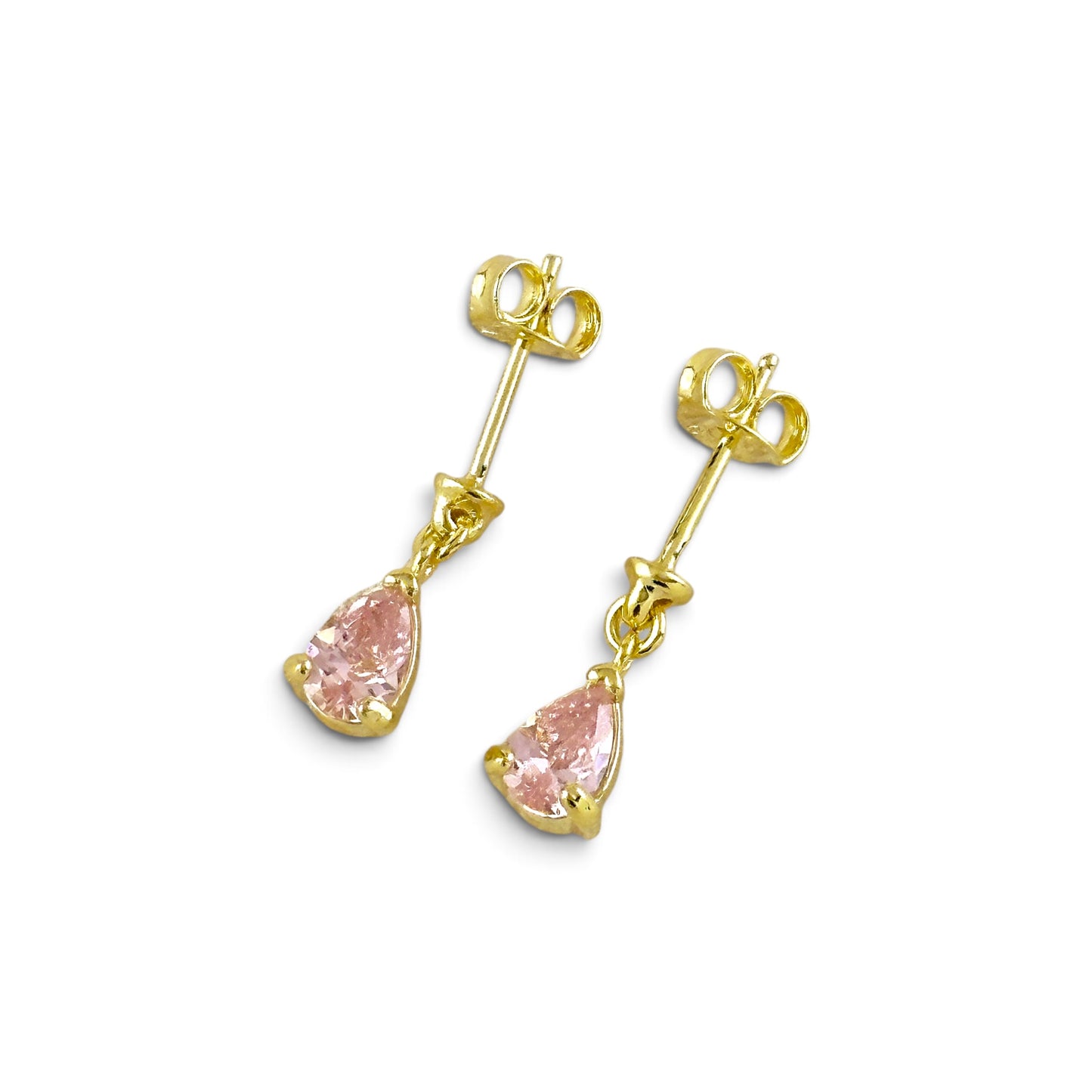 Pink Teardrop CZ 18K Gold Filled Drop Earrings