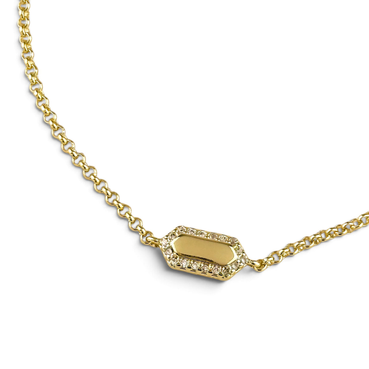 Pointed Rectangle CZ 18K Gold Filled Bracelet Closeup