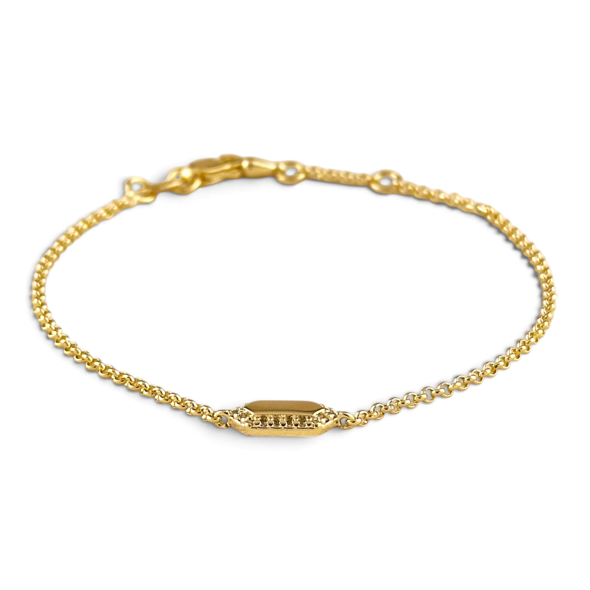 Pointed Rectangle CZ 18K Gold Filled Bracelet Sideways