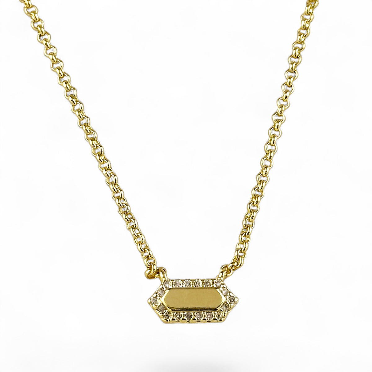 Pointed Rectangle CZ 18K Gold Filled Necklace 