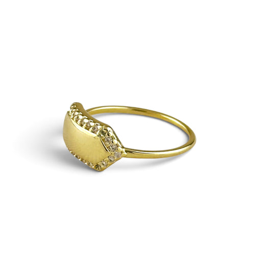 Pointed Rectangle CZ 18K Gold Filled Ring Sideview