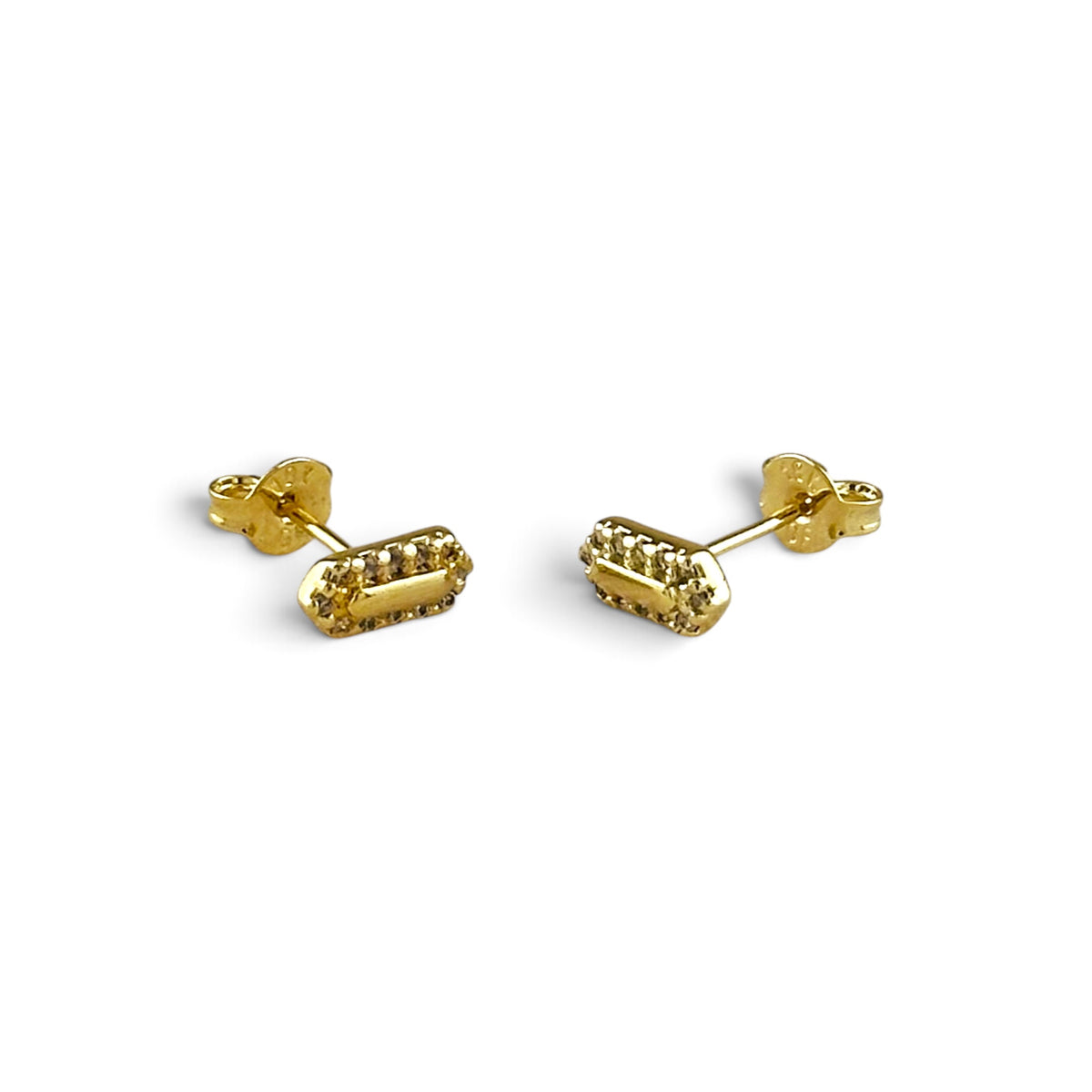 Pointed Rectangle CZ 18K Gold Filled Stud Earrings