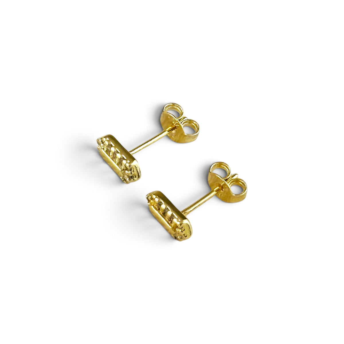 Pointed Rectangle CZ 18K Gold Filled Stud Earrings Sideview