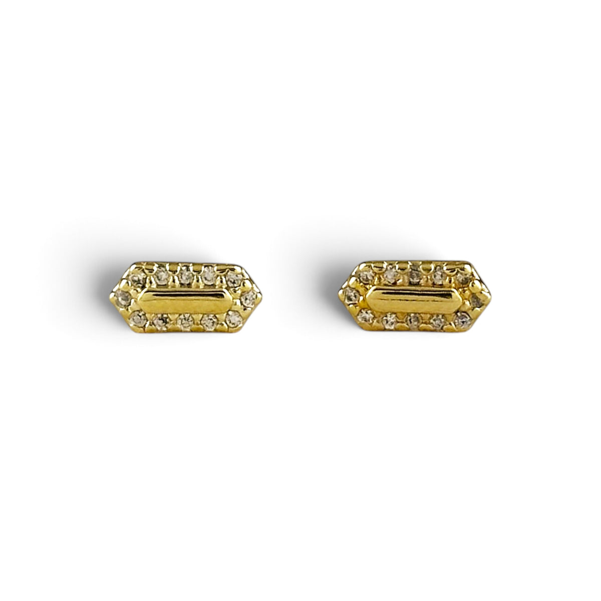 Pointed Rectangle CZ 8mm 18K Gold Filled Stud Earrings