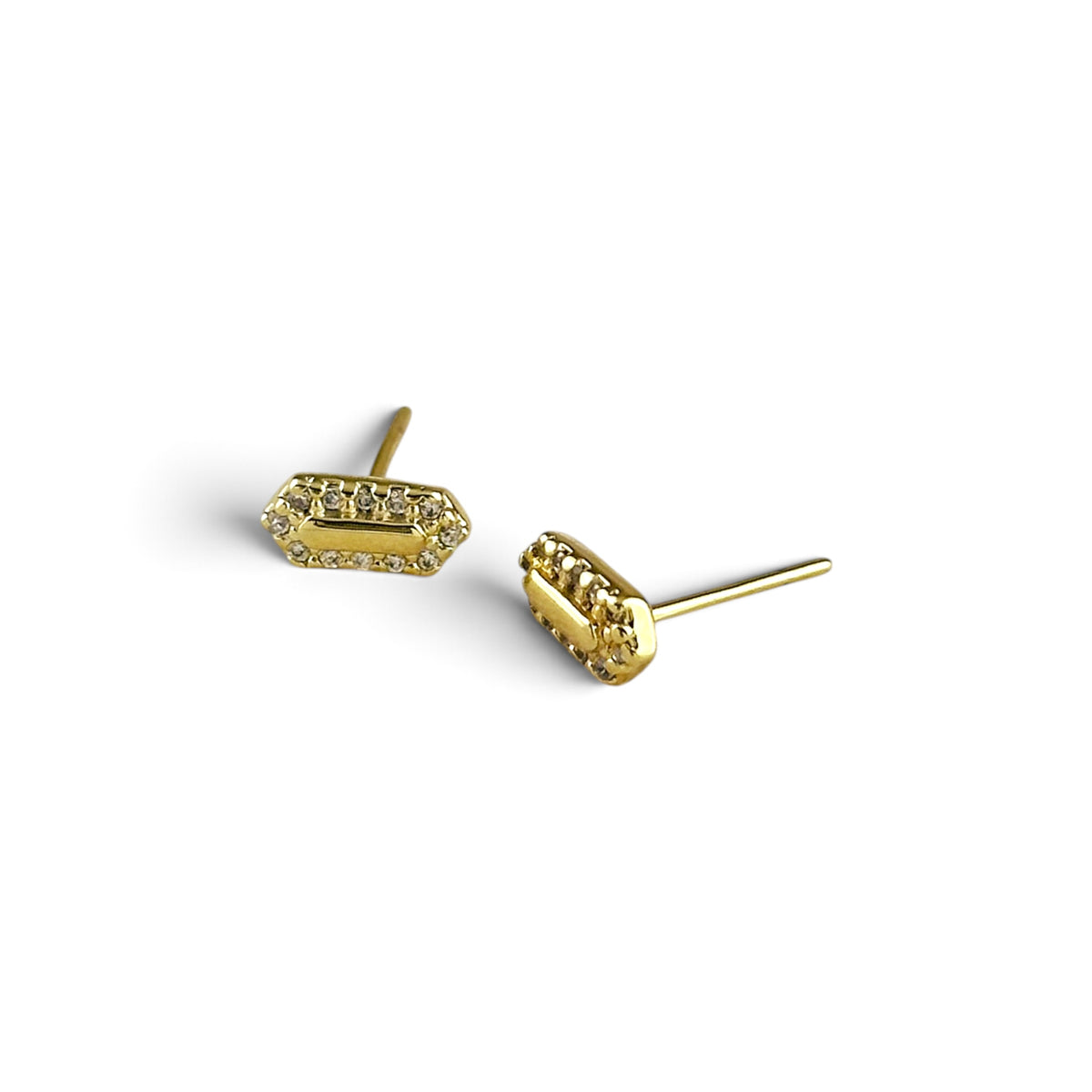 Pointed Rectangle CZ Stud Earrings