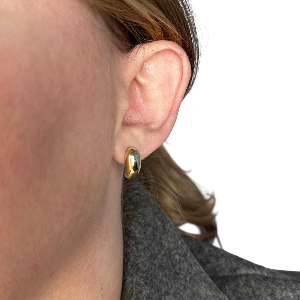 Polished Curve Stud Earrings on Model