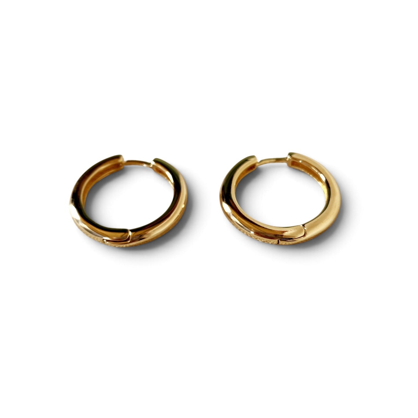 Polished Round Huggie Hoop Earrings 