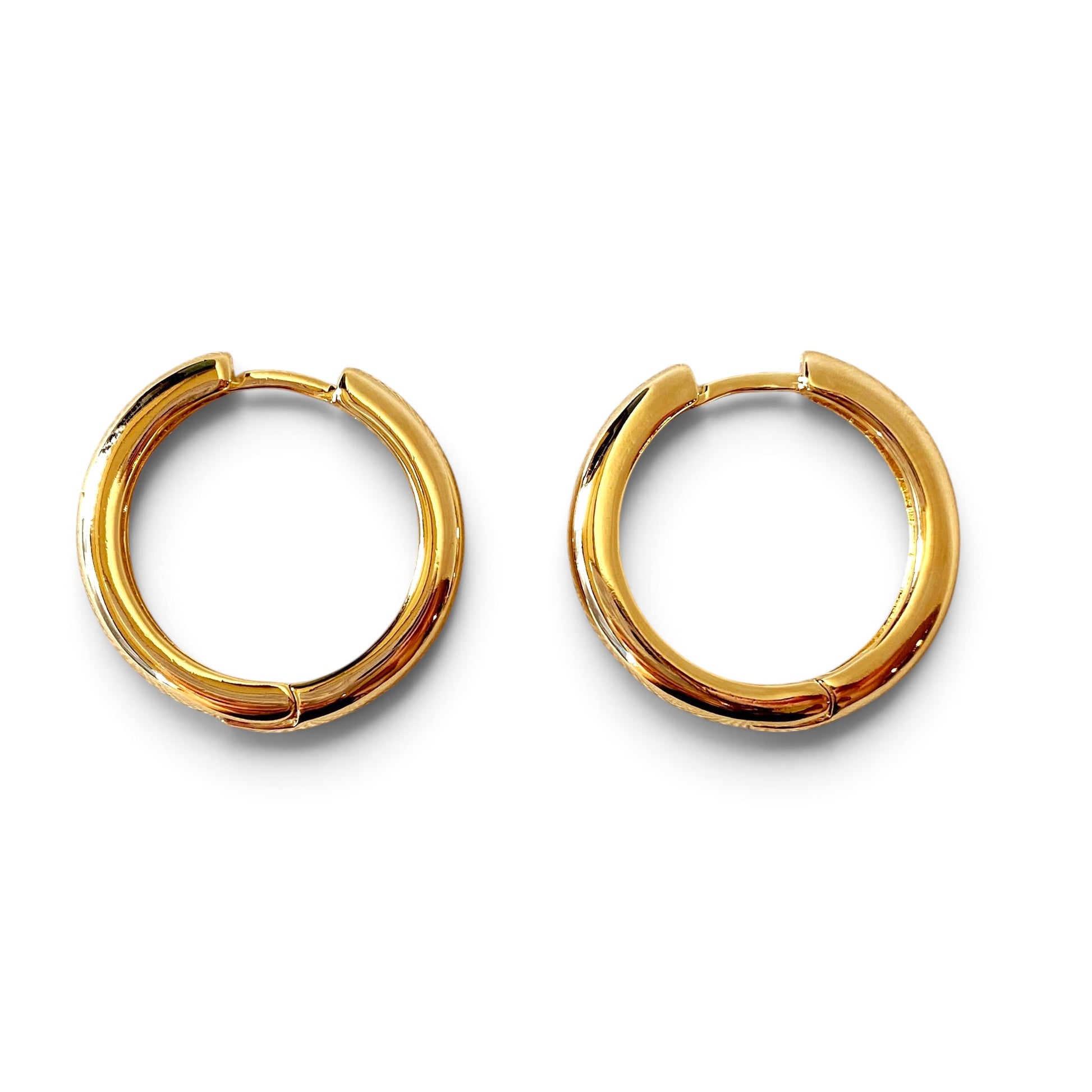 Polished Round Huggie Hoop Earrings Side View
