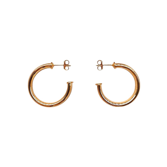 Polished Slight Twist Tube Open Hoop 18K Gold Filled Earrings