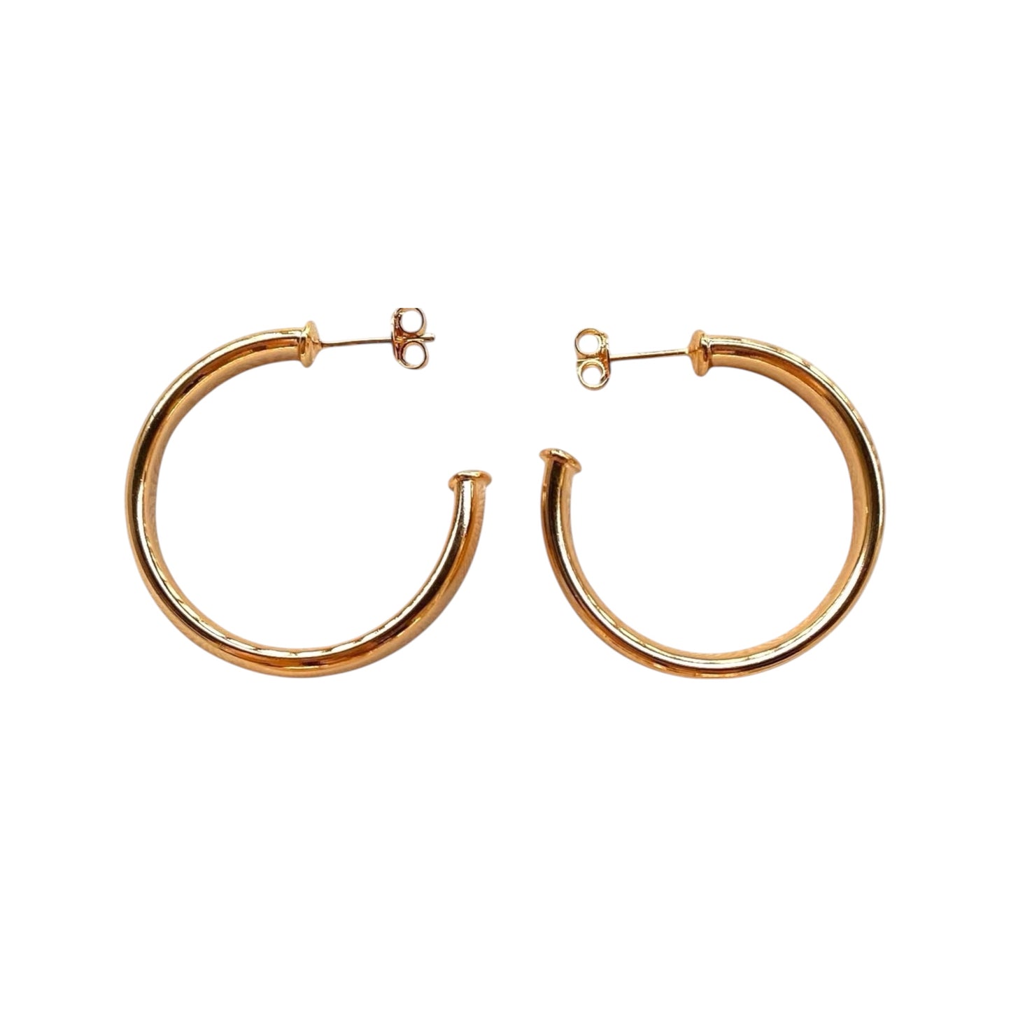 Polished Slight Twist Tube Open Hoop 18K Gold Filled Earrings