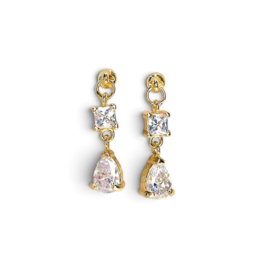 Princess Cut Drop CZ Drop Earrings