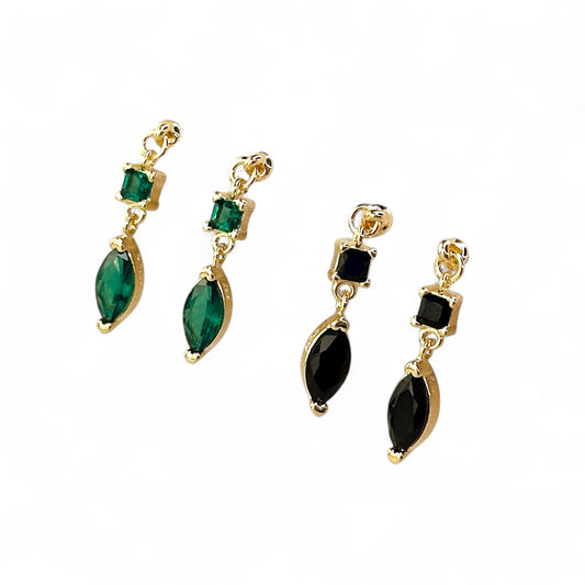 Princess & Marquise CZ Drop Earrings Sideview