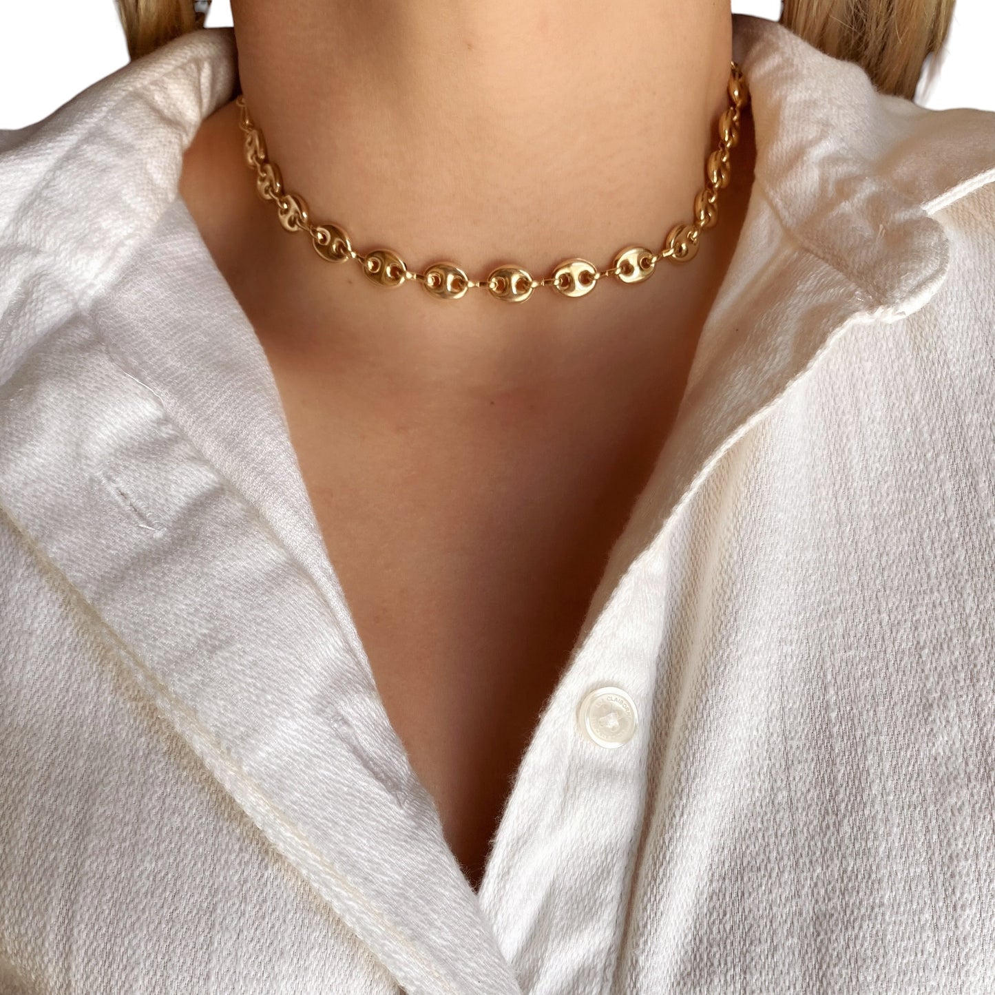 Puffy Mariner Choker 18K Gold Filled Necklace