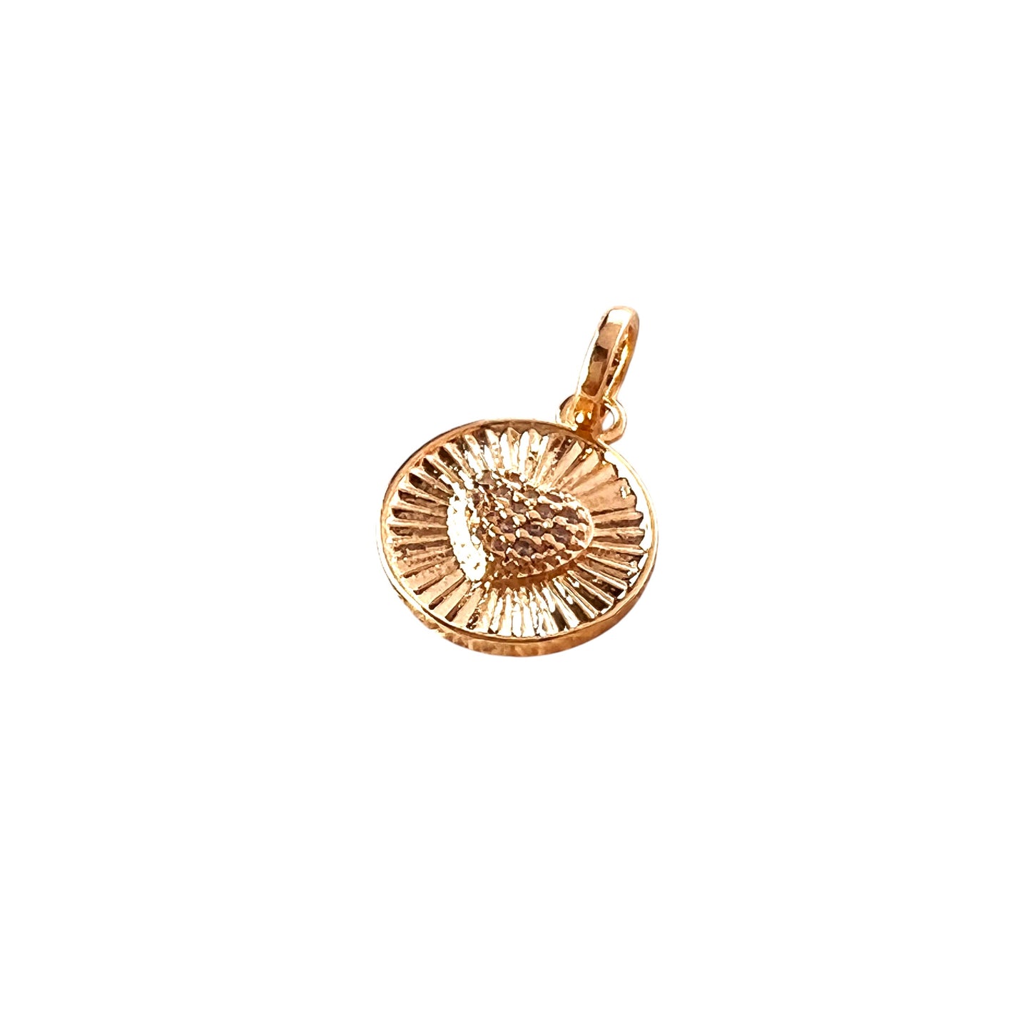 Radiating Heart CZ Pendant in 18K Gold Filled on white background
