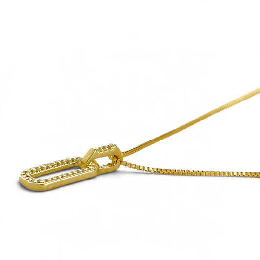 Rectangle Link CZ 20mm Necklace