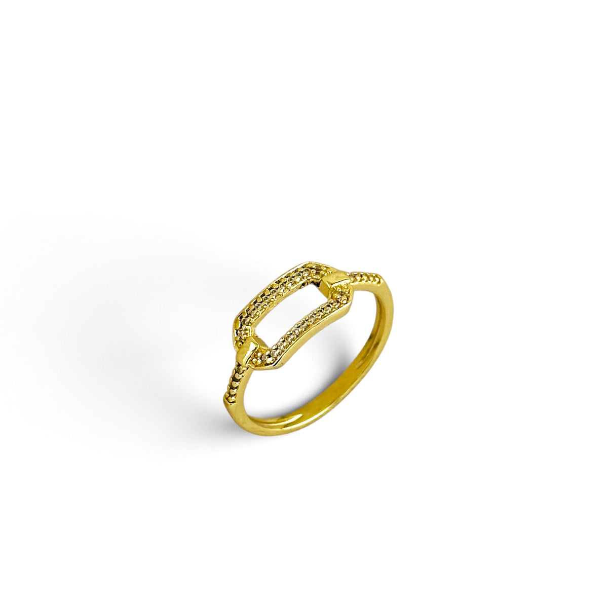 Rectangle Link Pavé CZ 18K Gold Filled Ring