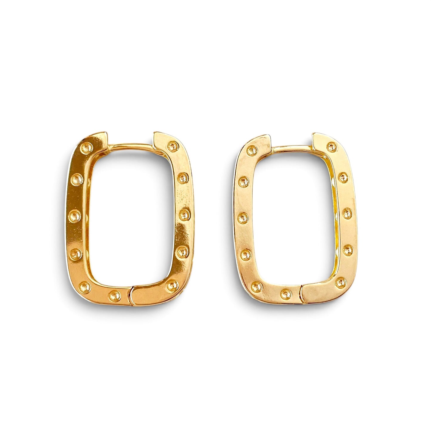 Rectangular CZ Huggie 18K Gold Filled Hoop Earrings 