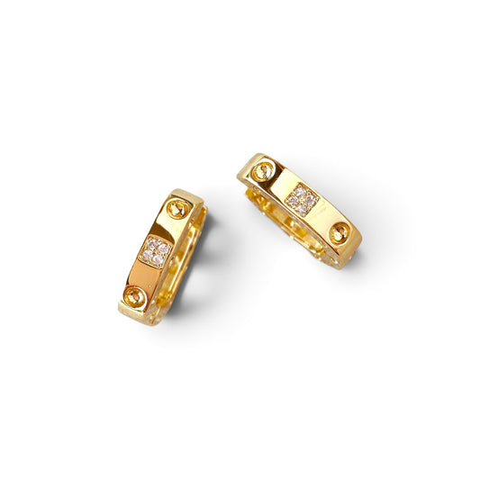 Rectangular CZ Huggie Hoop Earrings