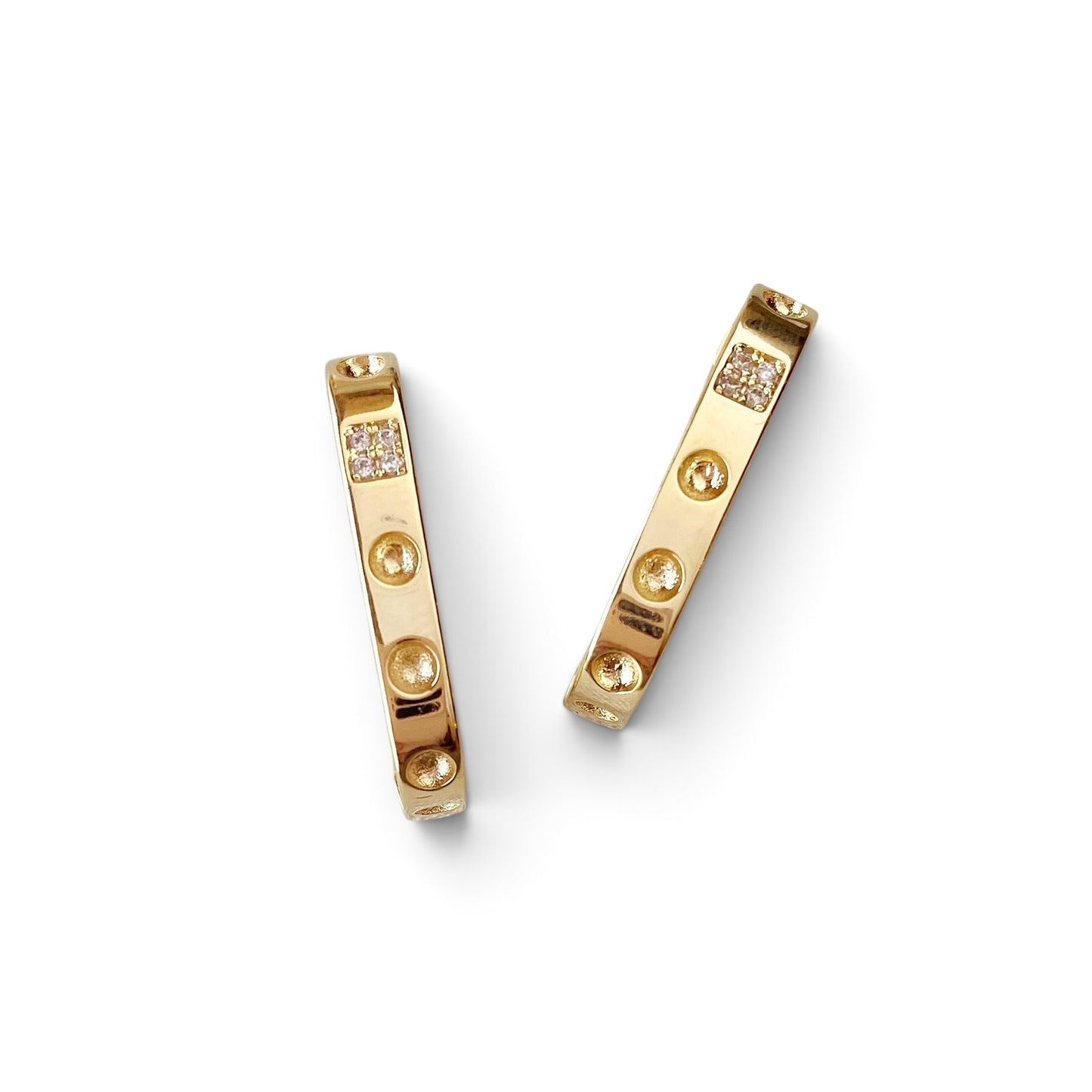 Skillus Rectangular CZ Huggie Hoop Earrings 