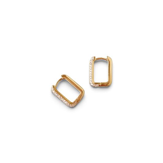 Rectangular Pavé CZ Huggie Hoop Earrings Sideview